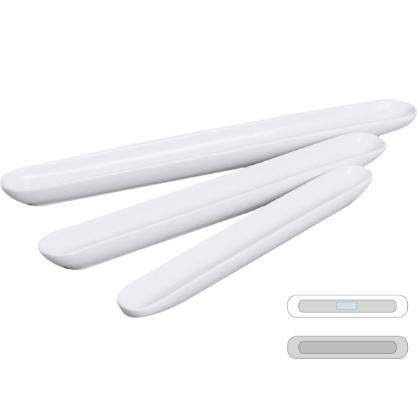 Récipients oblongs en porcelaine blanche